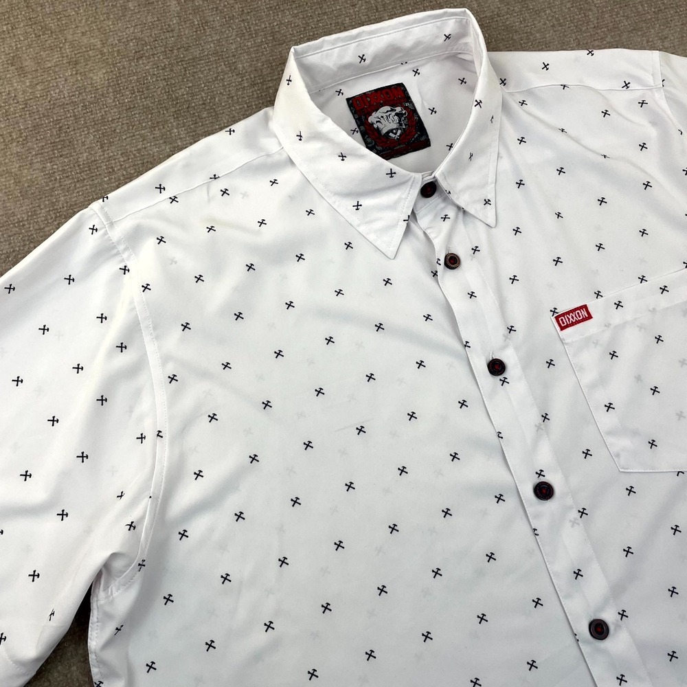 Dixxon Flannel Co Finney Party Shirt Mens 2X White Wrinkle Resistant Button Up